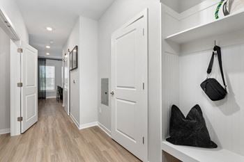 Entry with built-in shoe bench & coat rack